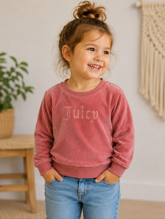 Juicy Couture Other - 💜Juicy Couture Toddler Girls Dusty Pink Velour Logo Sweatshirt Crewneck Size 3T